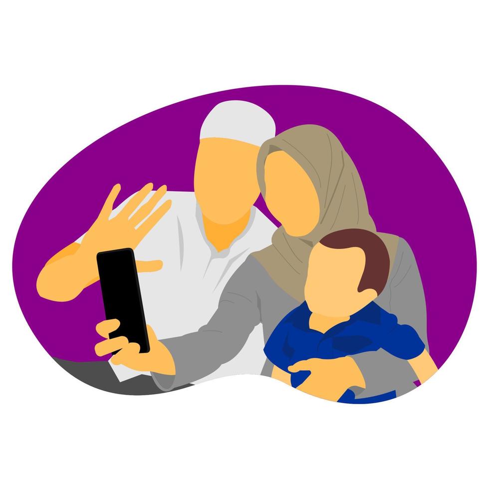 ilustración vectorial de una familia tomando un selfie vector