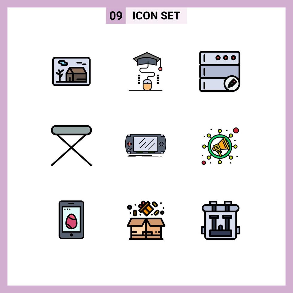 paquete de iconos de vector de stock de 9 signos y símbolos de línea para consola hogar educación electrodomésticos elementos de diseño de vector editables