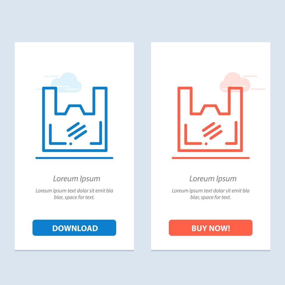 Bag Ecology Plastic Shopper Supermarket  Blue and Red Download and Buy Now web Widget Card Template vector
