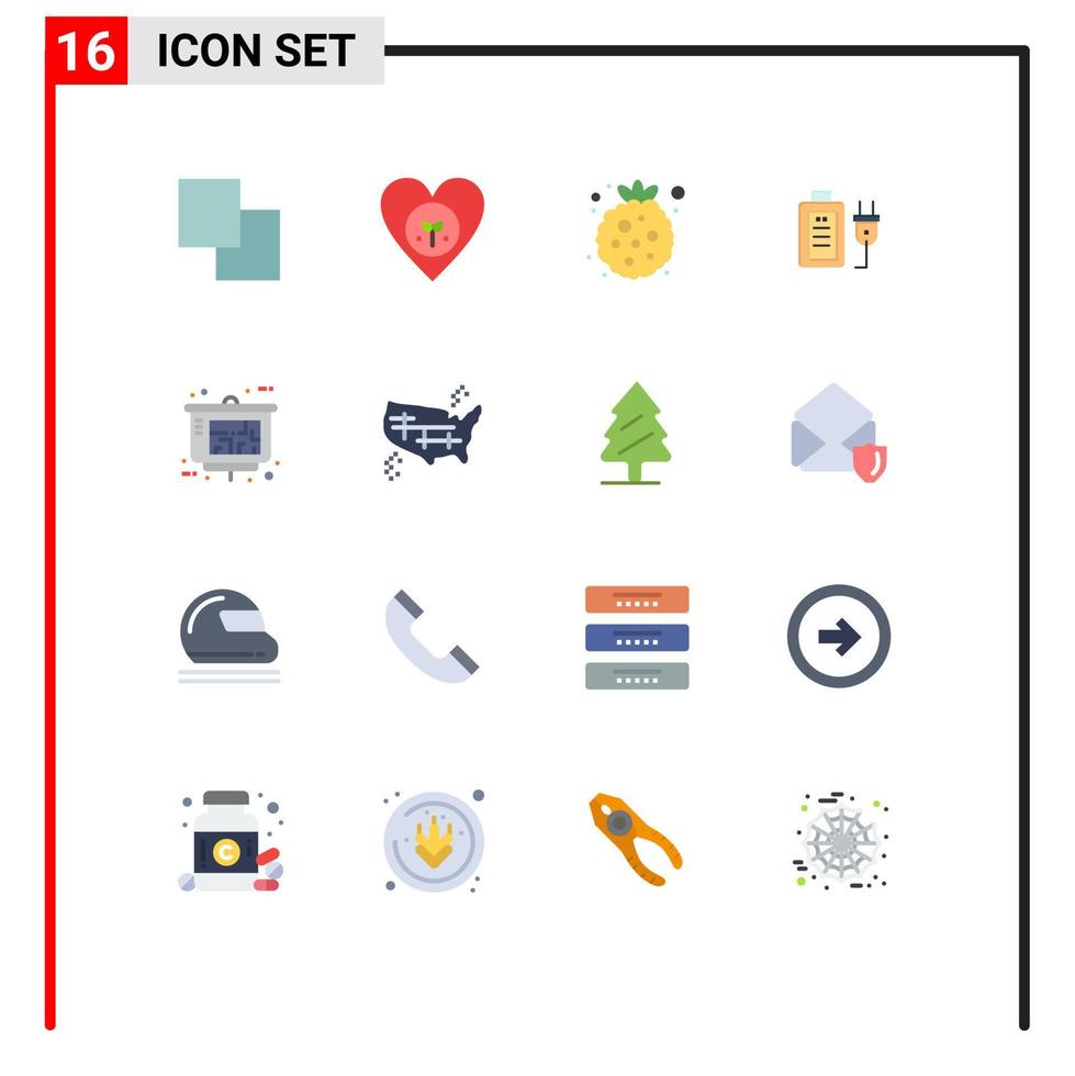 16 Creative Icons Modern Signs and Symbols of presentation education berry plug battery Editable Pack of Creative Vector Design Elements