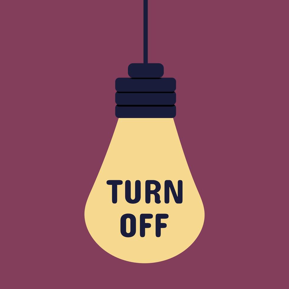 icon, sticker, button on the theme of saving energy with bulb with text Turn Off vector