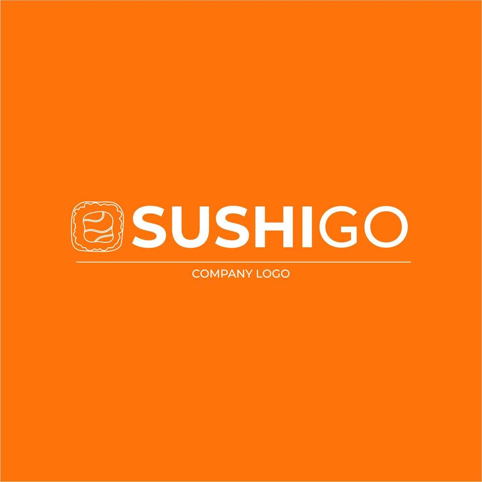 Logo for sushi company with sashimi icon on it. Seafood store branding vector