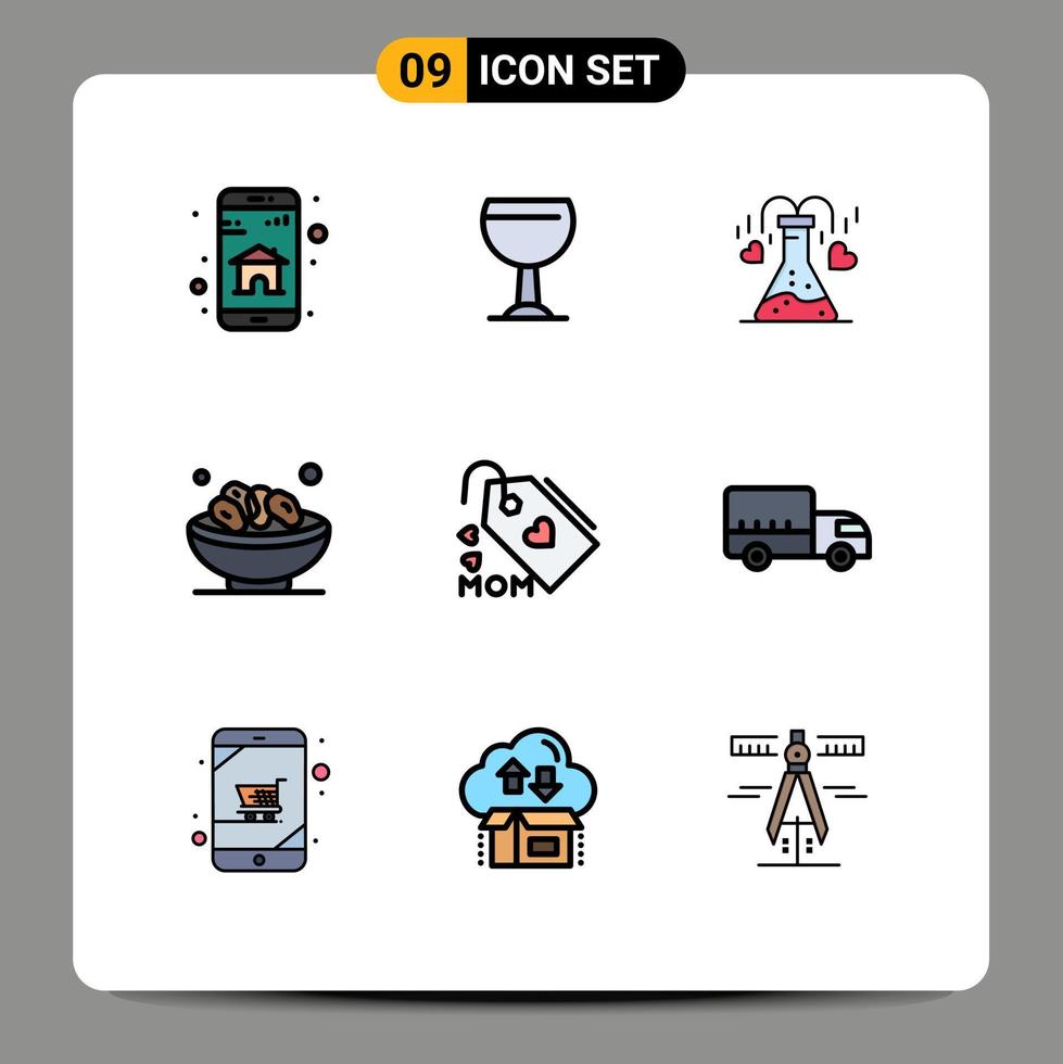 9 Filledline Flat Color concept for Websites Mobile and Apps love ramadan flask muslim dates Editable Vector Design Elements