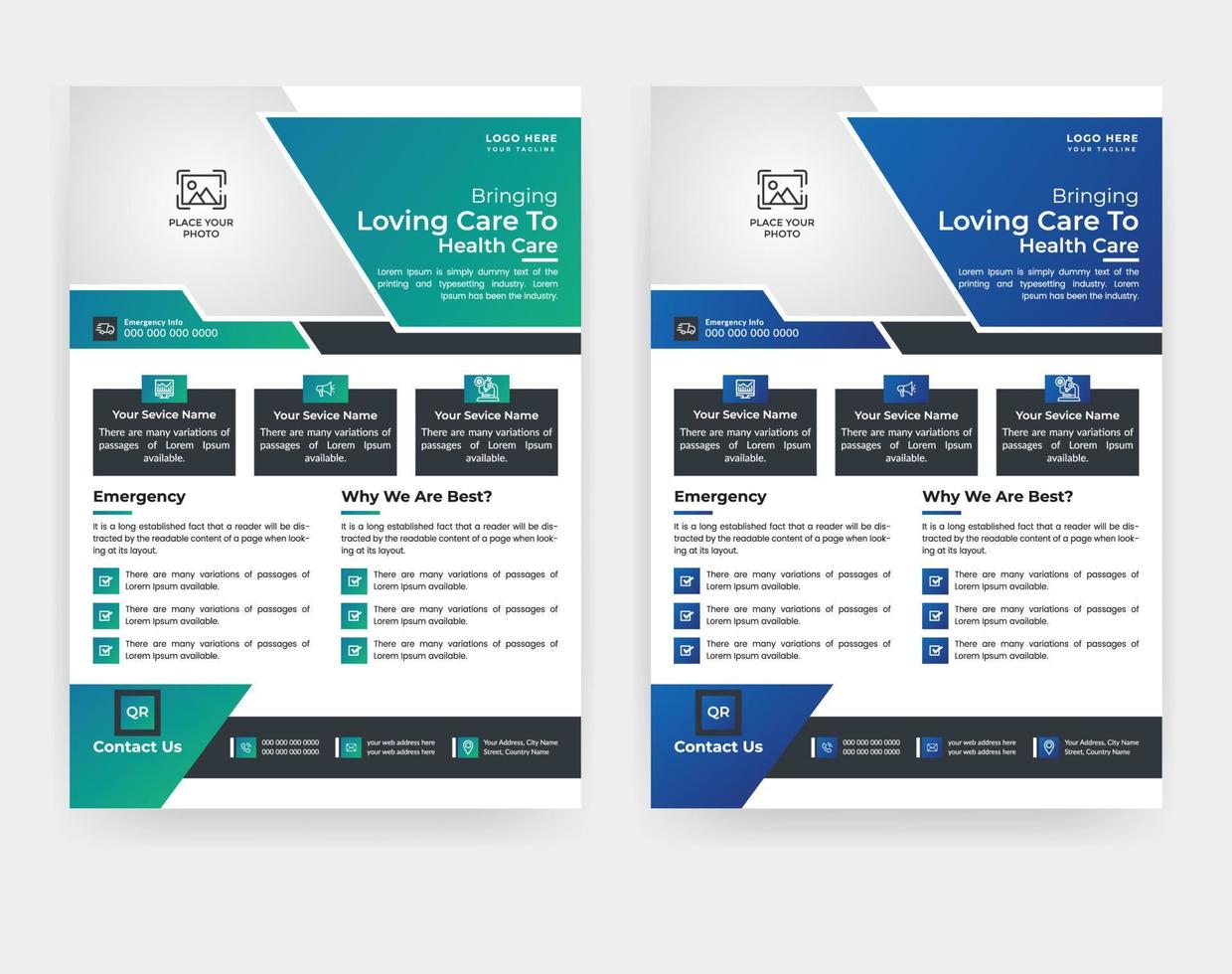 Modern medical corporate flyer template design in A4 size vector