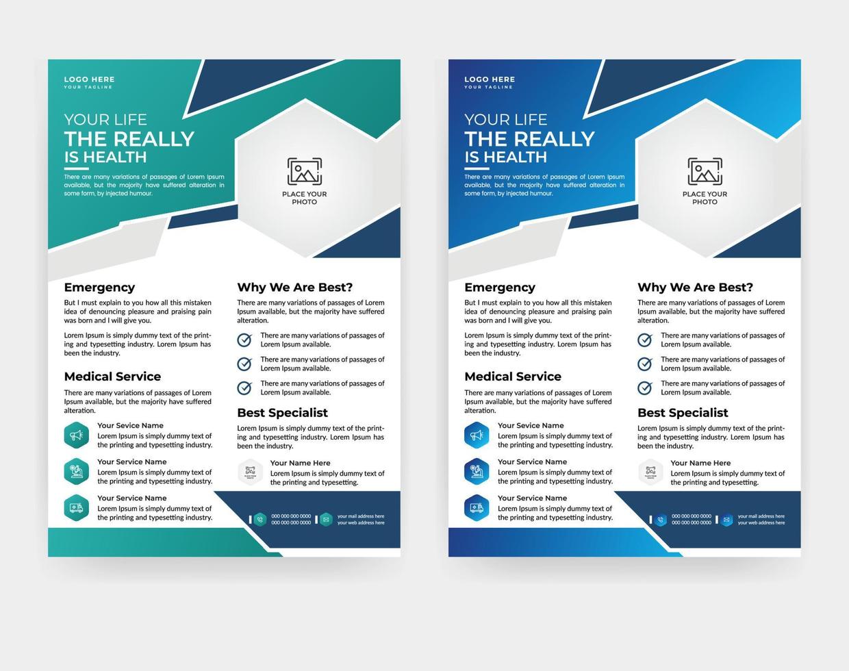 Informative medical flyer multipurpose flyer template design vector