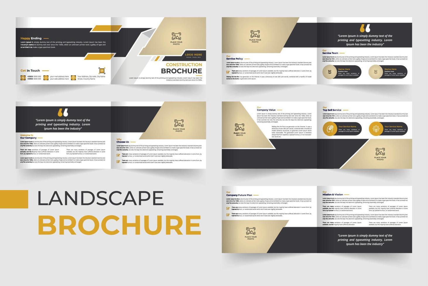 construction 10 page landscape brochure template vector