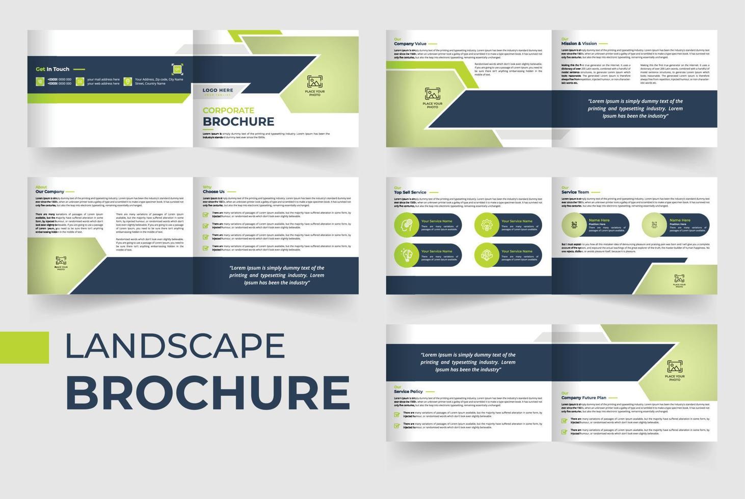 Corporate business multipurpose landscape brochure template vector