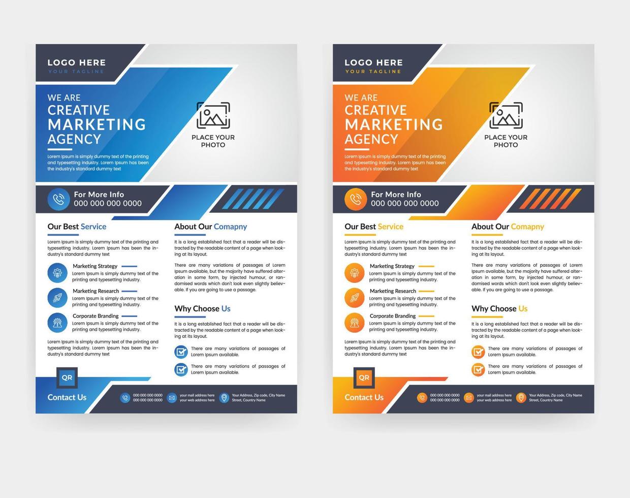 Corporate digital marketing modern flyer template design in A4 size vector