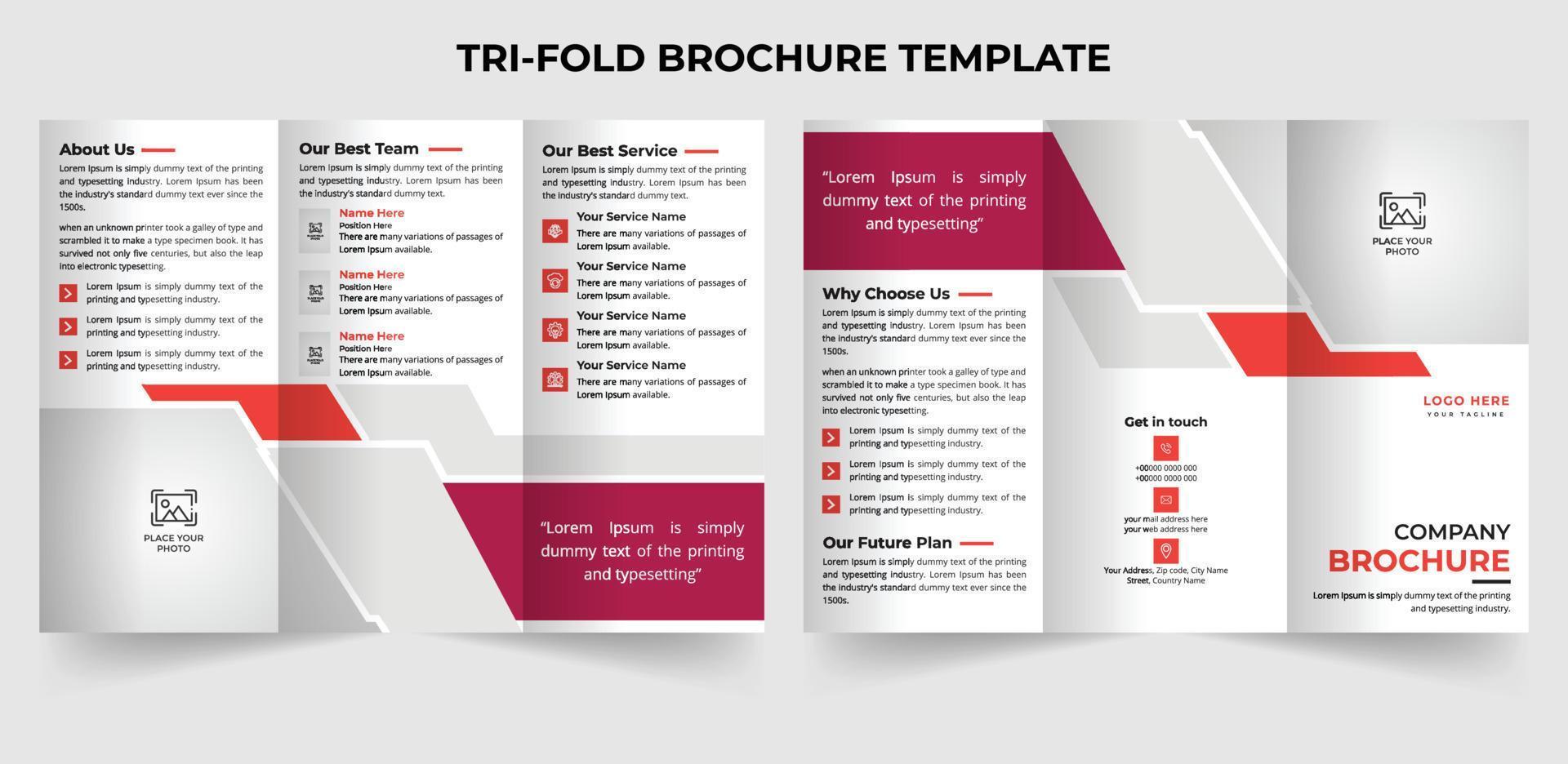 Professional modern trifold brochure template design in A4 size vector