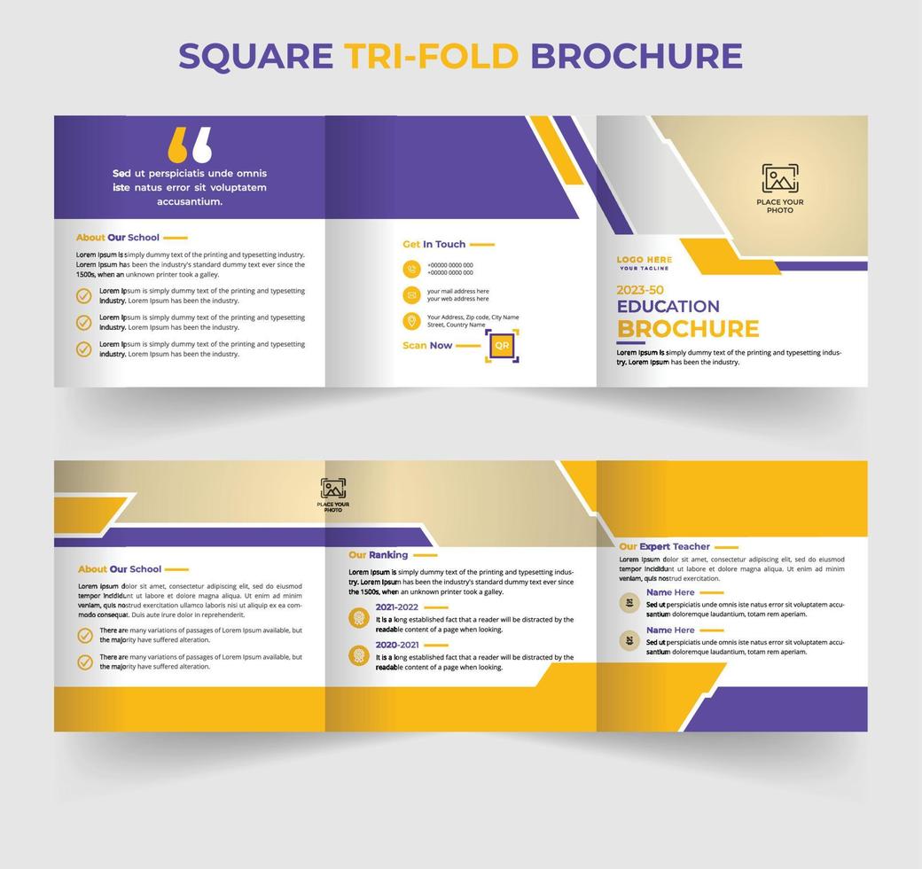 Education multipurpose square brochure template vector