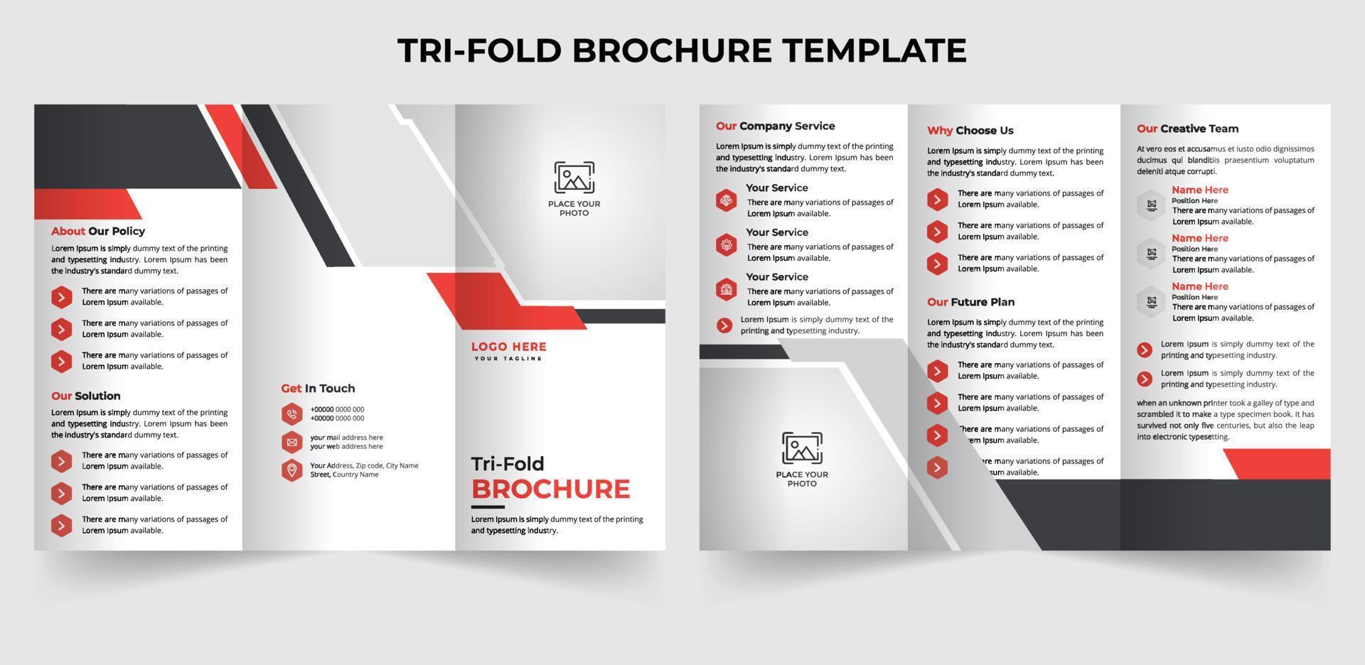 conjunto creativo de plantilla de folleto moderno tríptico en tamaño a4 vector