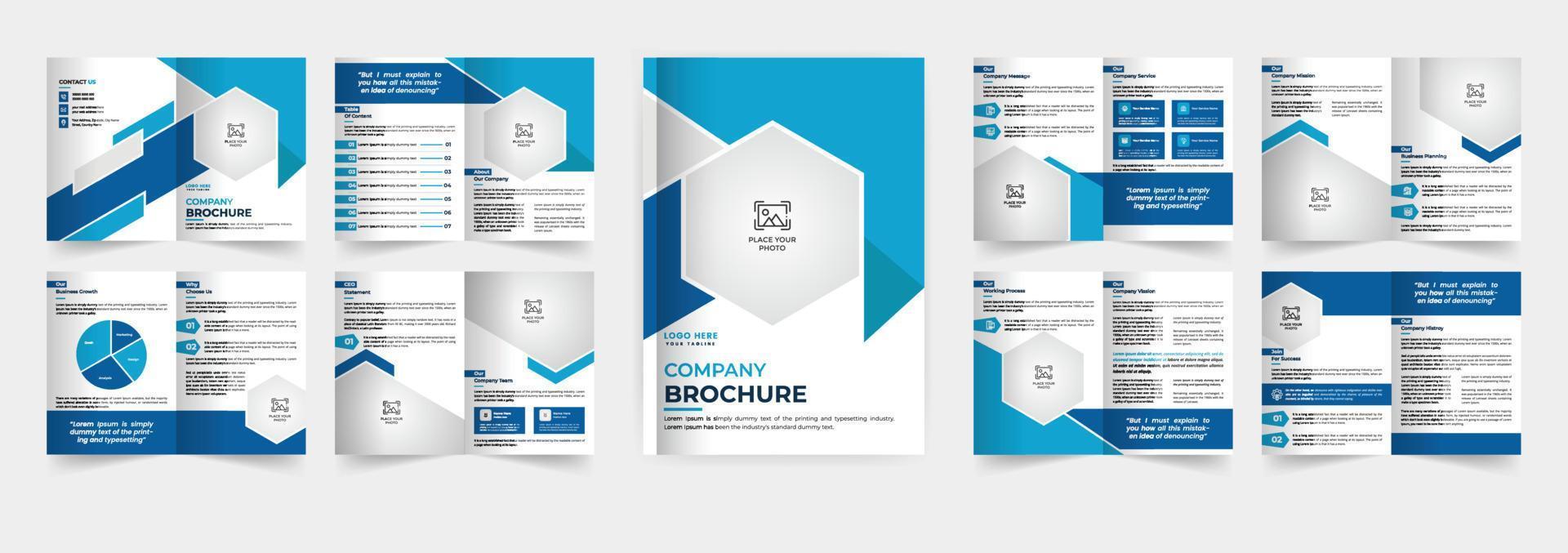 folleto de varias páginas de diseño de plantilla de folleto corporativo de 16 páginas vector