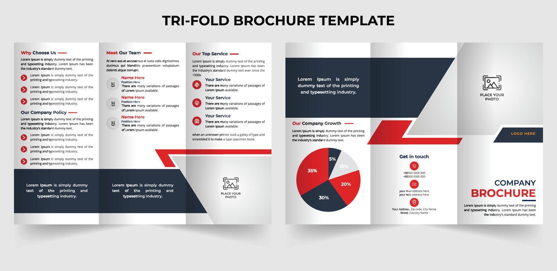 diseño de plantilla de folleto tríptico de negocios corporativos modernos en tamaño a4 vector