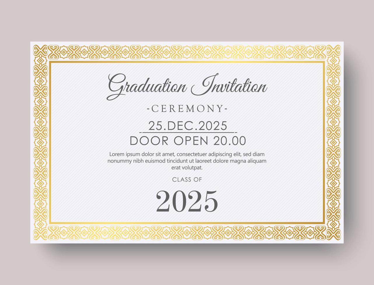 Elegant graduation invitation template with ornament vector