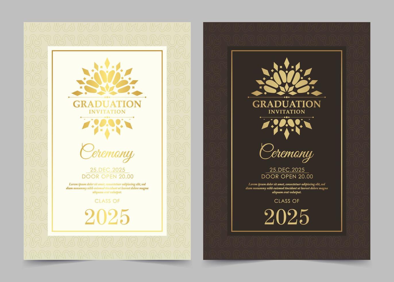 Elegant graduation invitation template with ornament vector