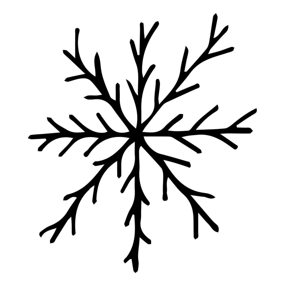 Doodle hand drawn vector snowflake illustration. Clip art isolated on white background. High quality illustration for decoration, Christmas home decor, print, postcards.