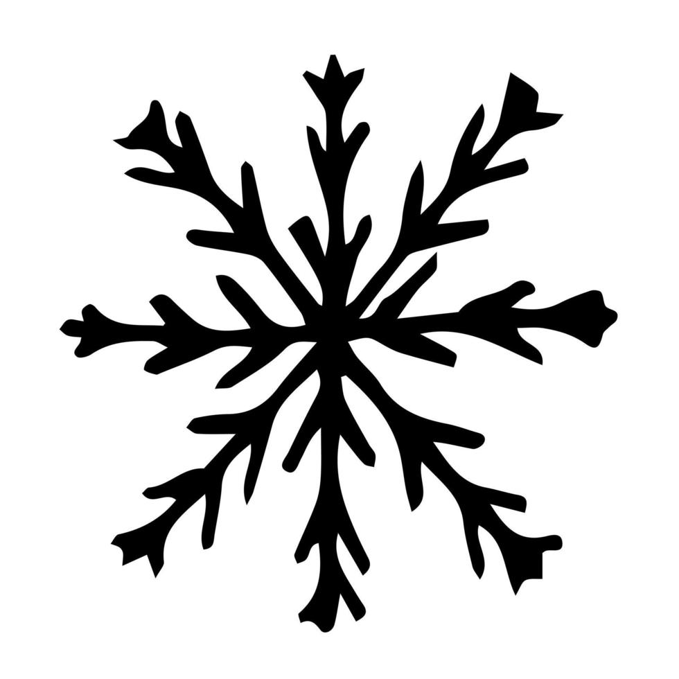 Doodle hand drawn vector snowflake illustration. Clip art isolated on white background. High quality illustration for decoration, Christmas home decor, print, postcards.