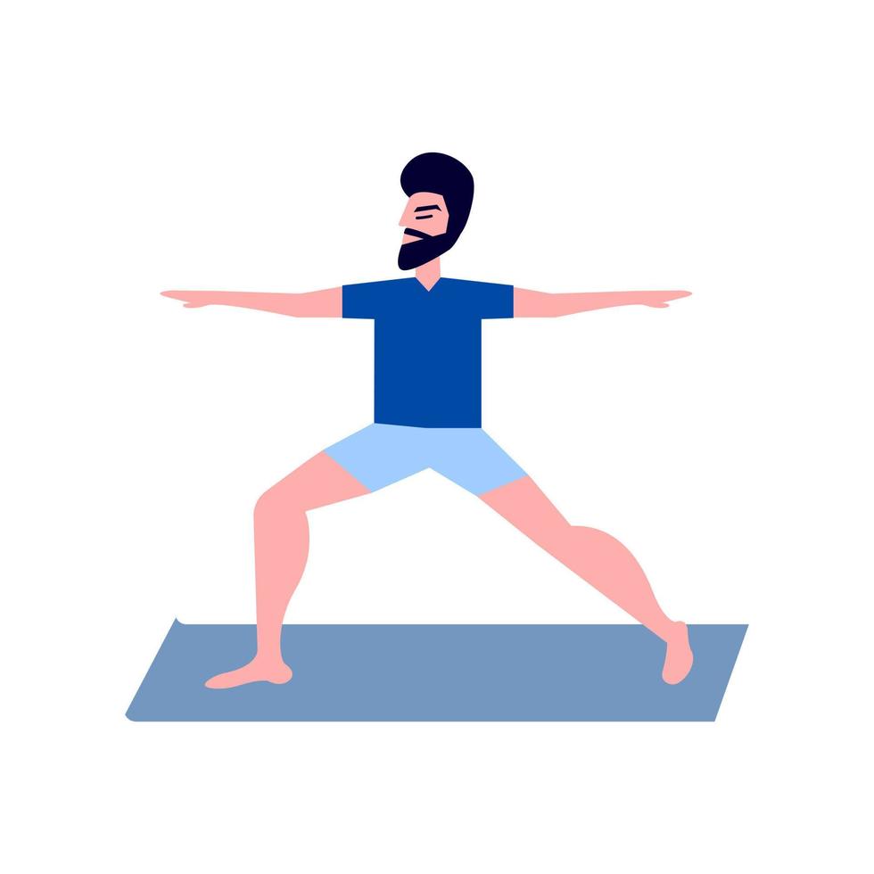 Man with beard doing yoga exercise vector