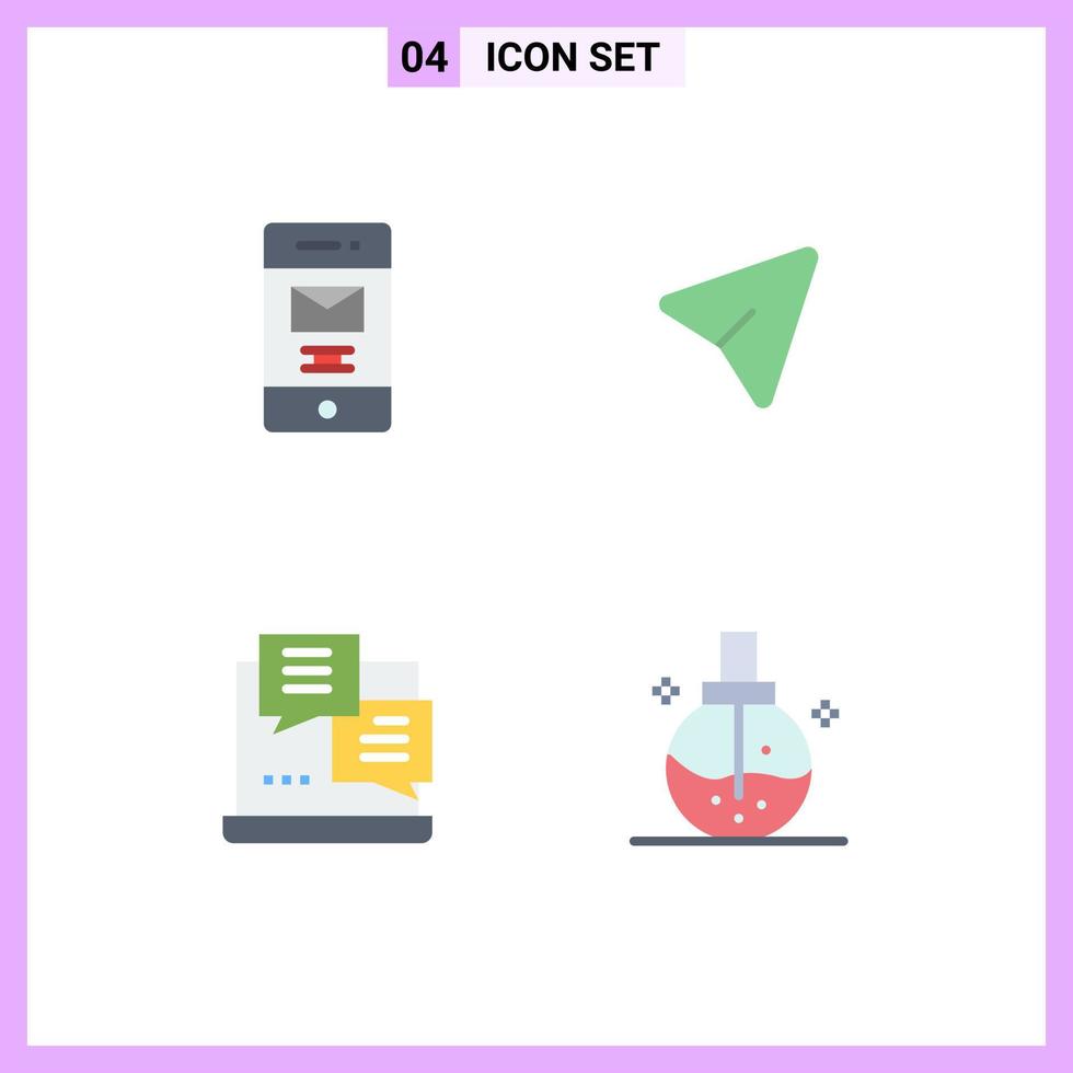 conjunto moderno de 4 iconos planos pictograma de elementos de diseño de vector editables web de ratón de reciclaje de internet eliminados