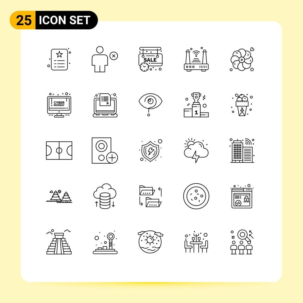 25 iconos creativos signos y símbolos modernos de cosas iot humanos venta por internet elementos de diseño vectorial editables vector