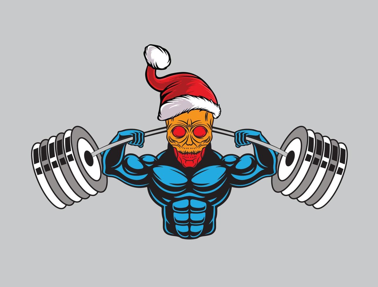 Barbell Skull Christmas Vactor vector