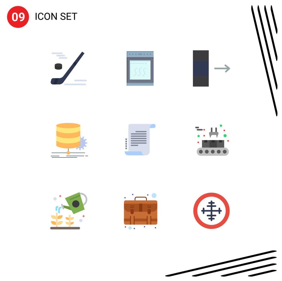 Group of 9 Modern Flat Colors Set for decree diagram cooking data algorithm Editable Vector Design Elements