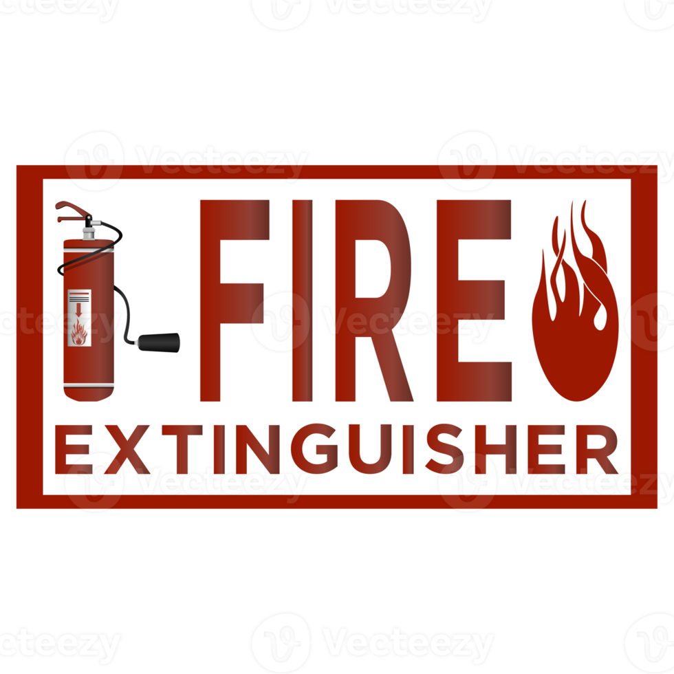 Fire extinguisher sign Sticker in realistic style. Colorful PNG illustration.