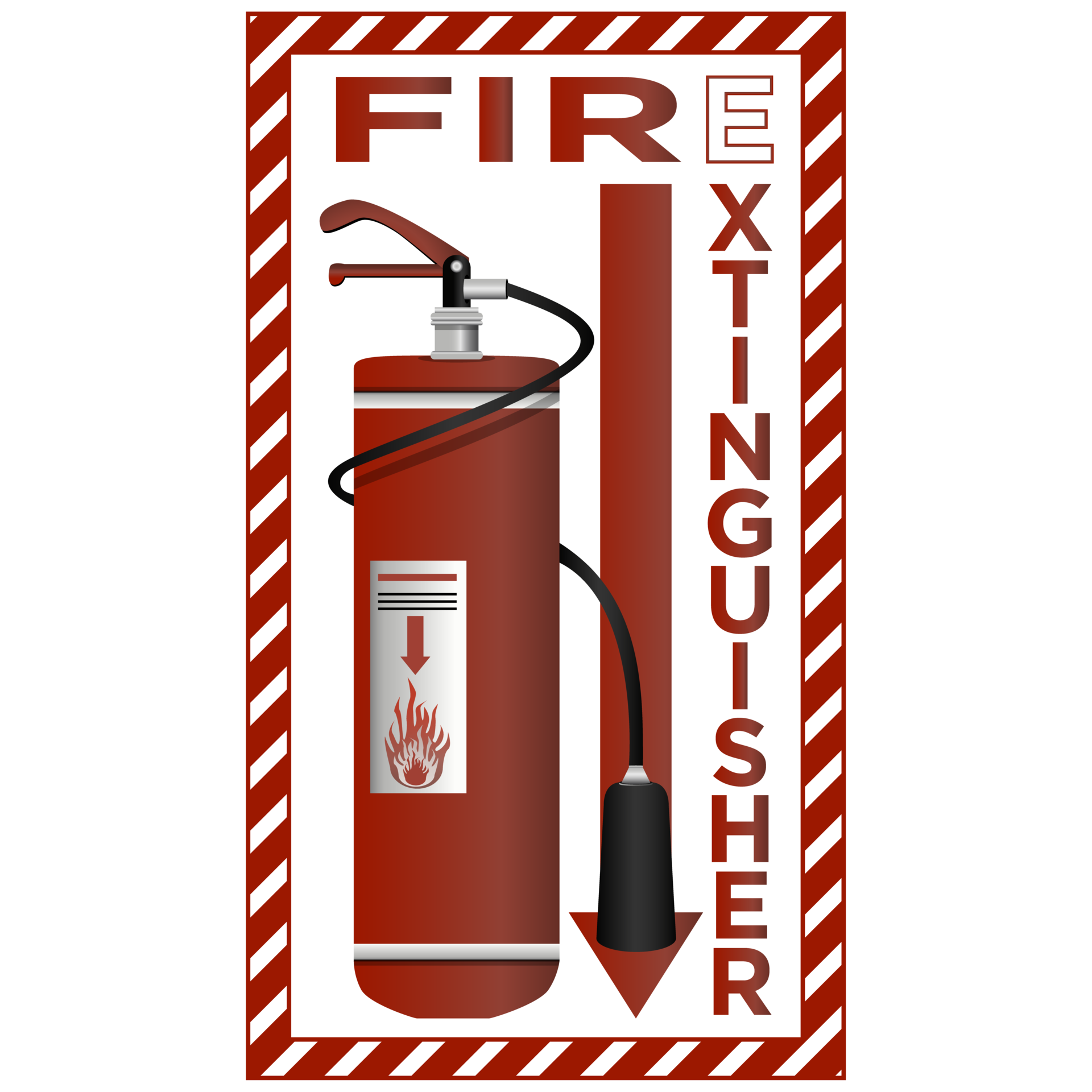 Sign board of Fire extinguisher in realistic style. Colorful PNG