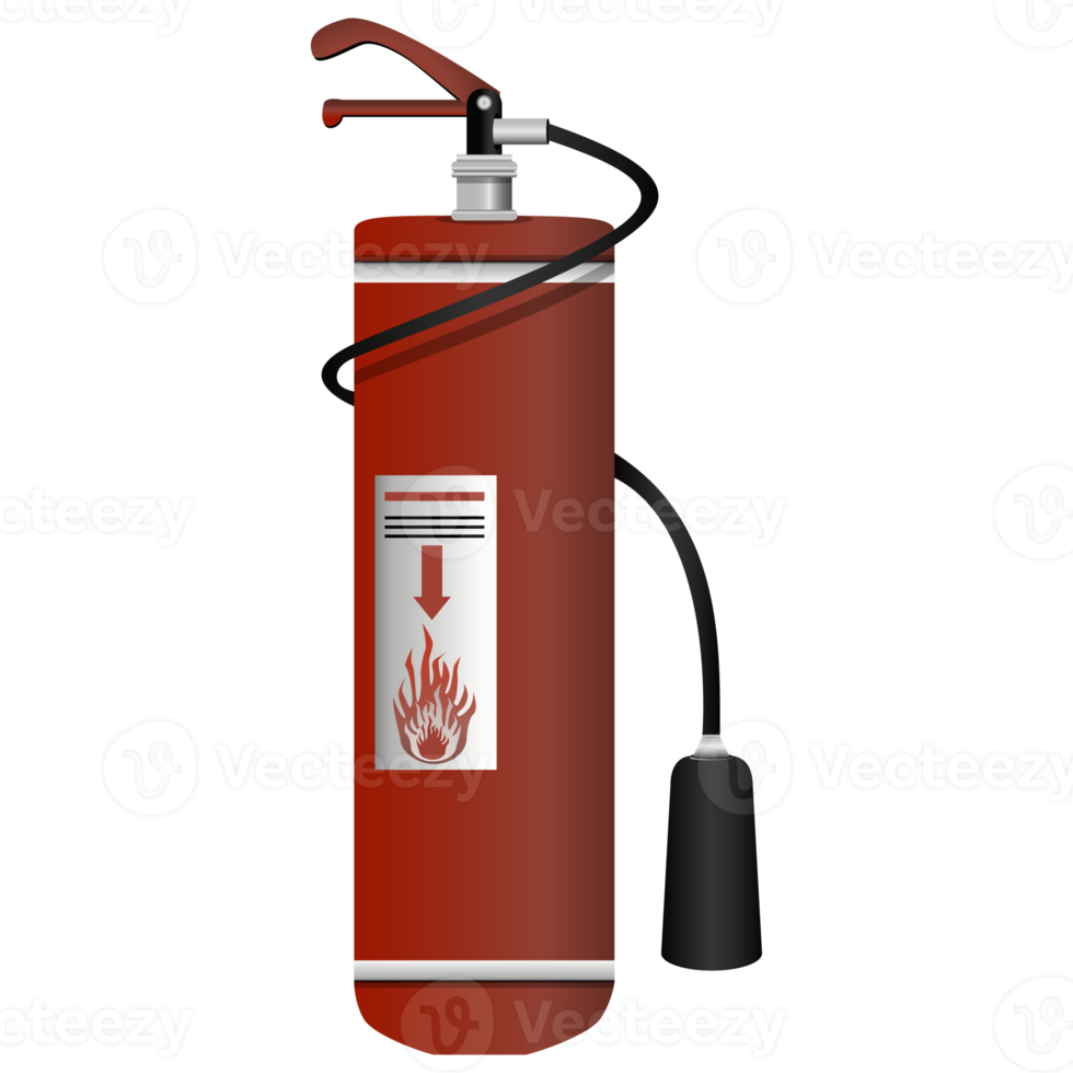 Fire extinguisher in realistic style. Colorful PNG illustration.