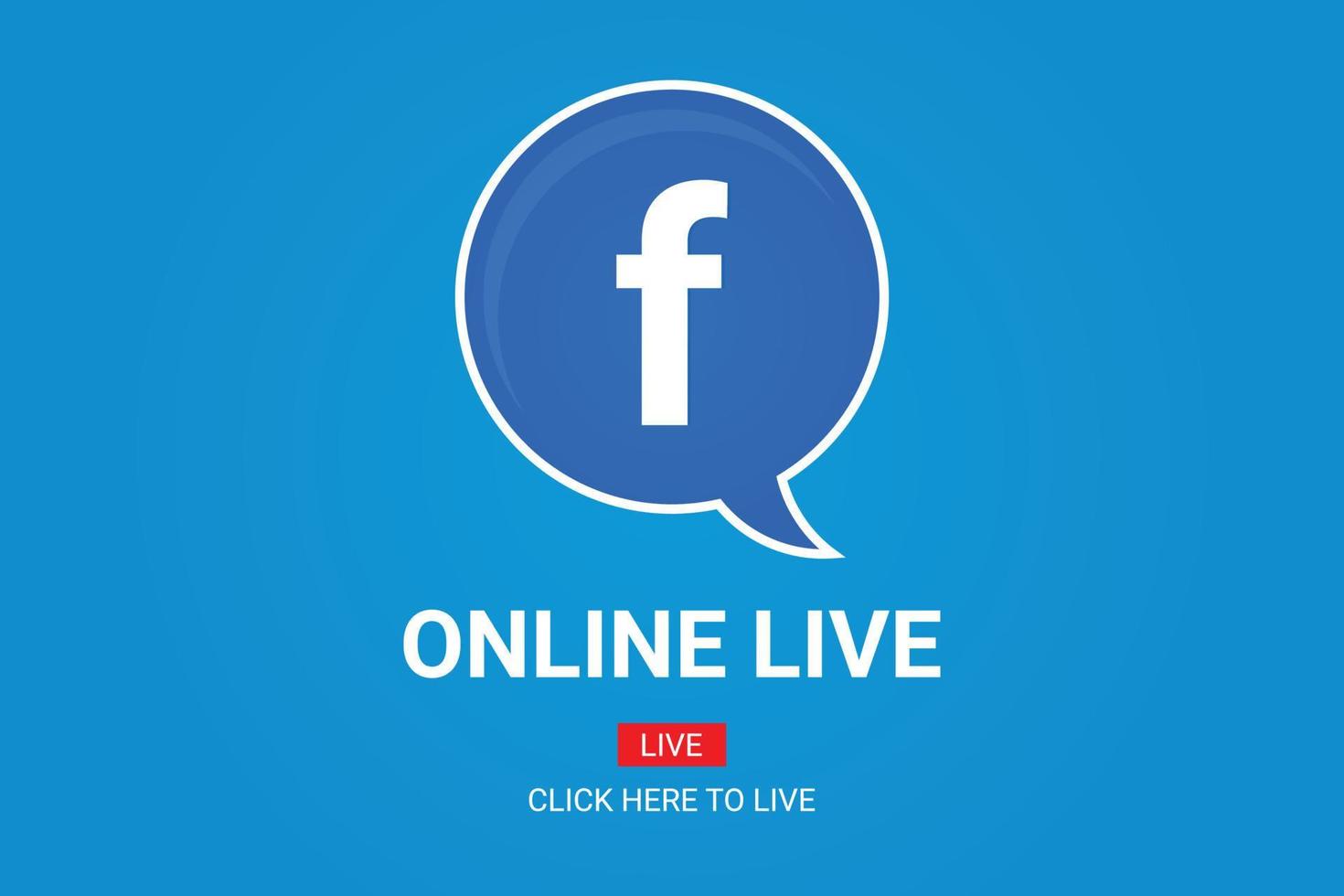 Online Live button of speech bubble with Facebook icon vector