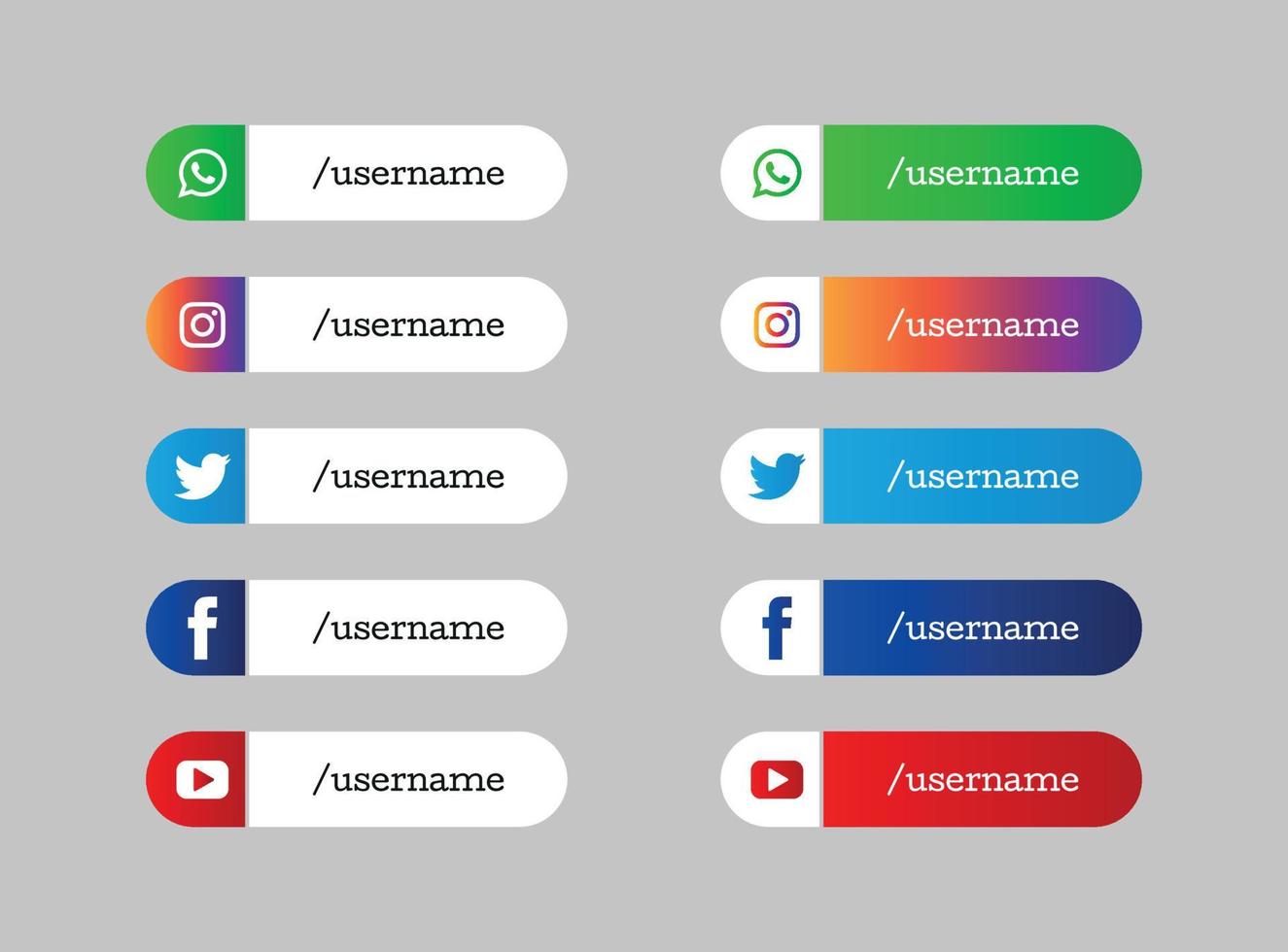 conjunto de diseño de iconos de tercio inferior de redes sociales vector