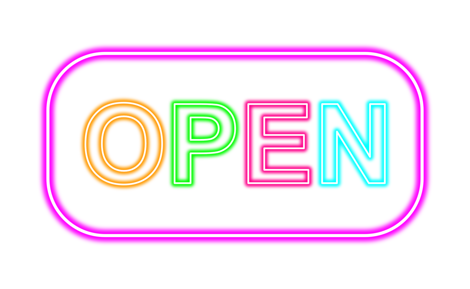 OPEN sign multicolored neon light png