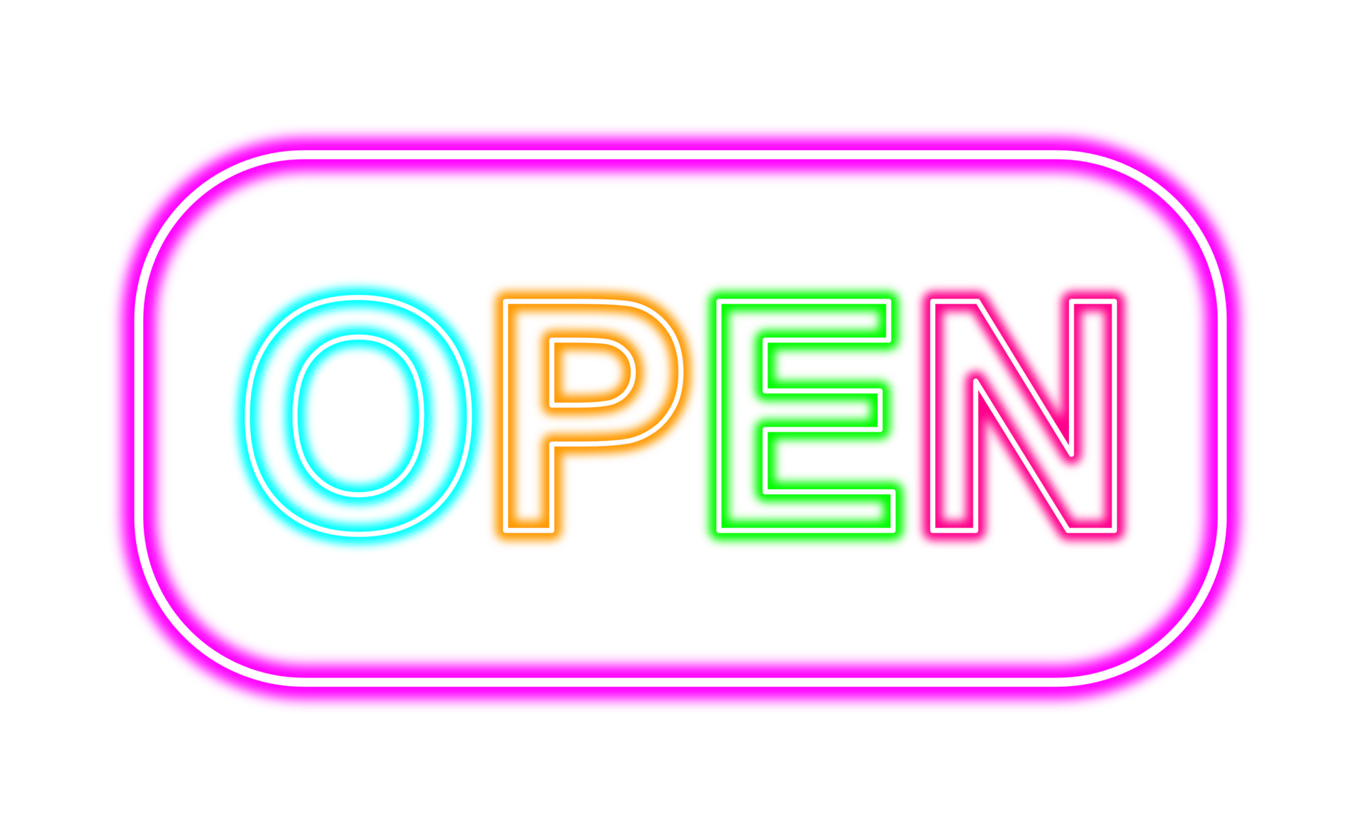 OPEN sign multicolored neon light 15123441 PNG