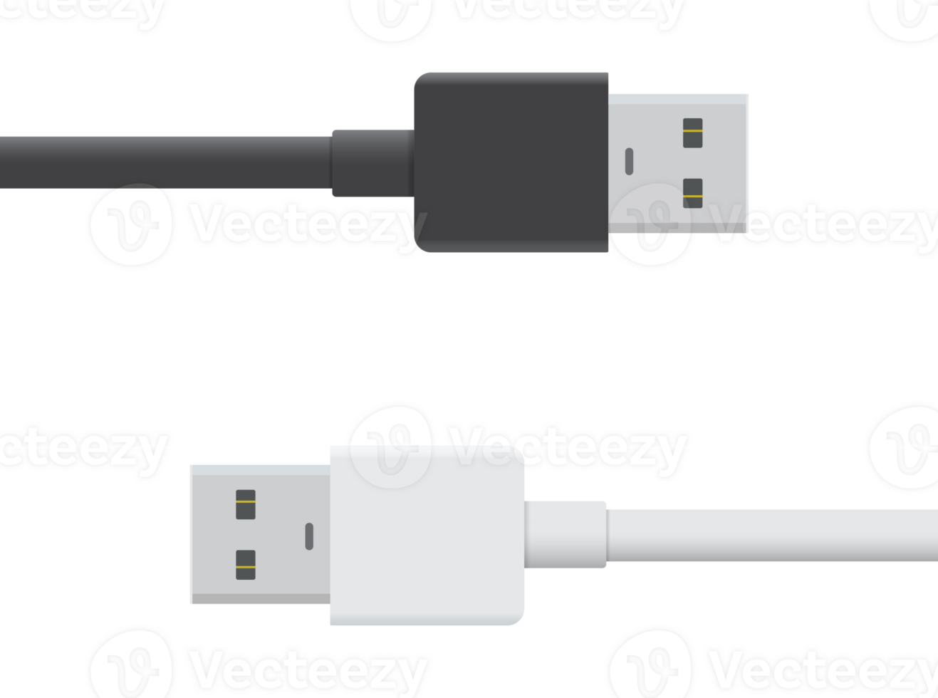 ícone de cabo usb preto e branco isolado. png