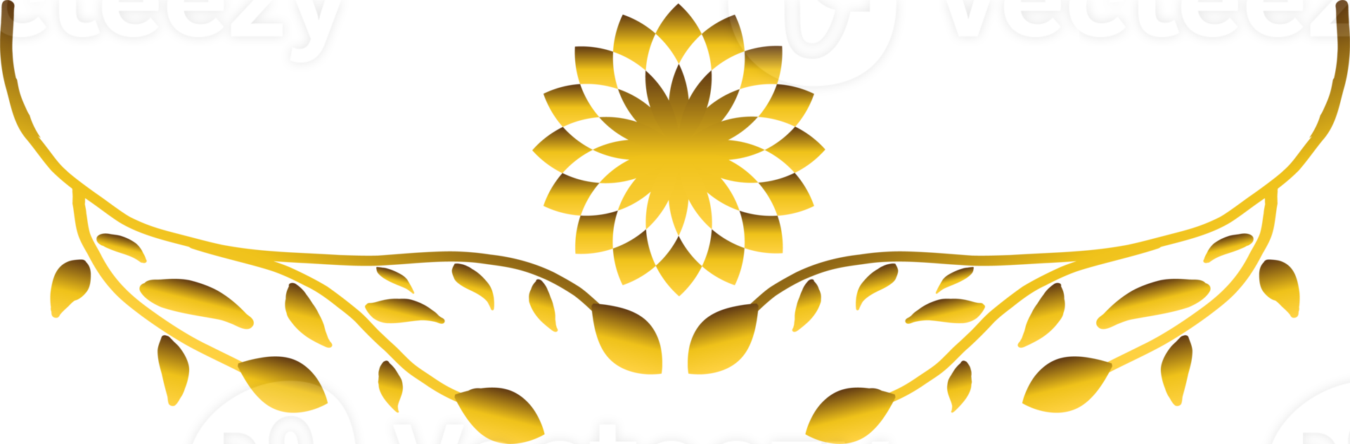 lyxig blommig guld design prydnad png