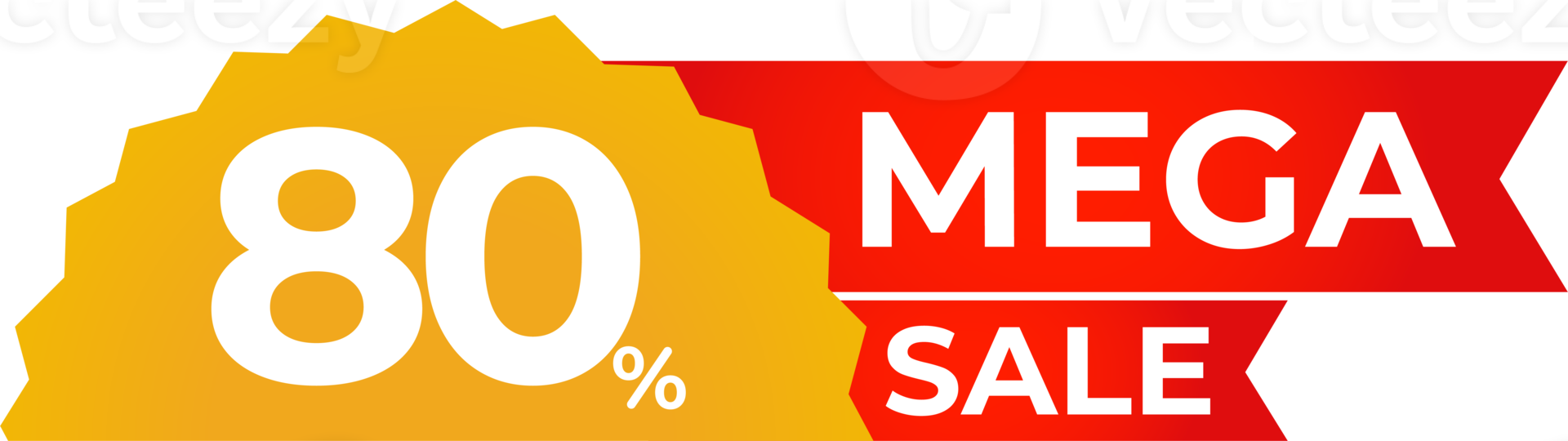 mega sale red ribbon banner png