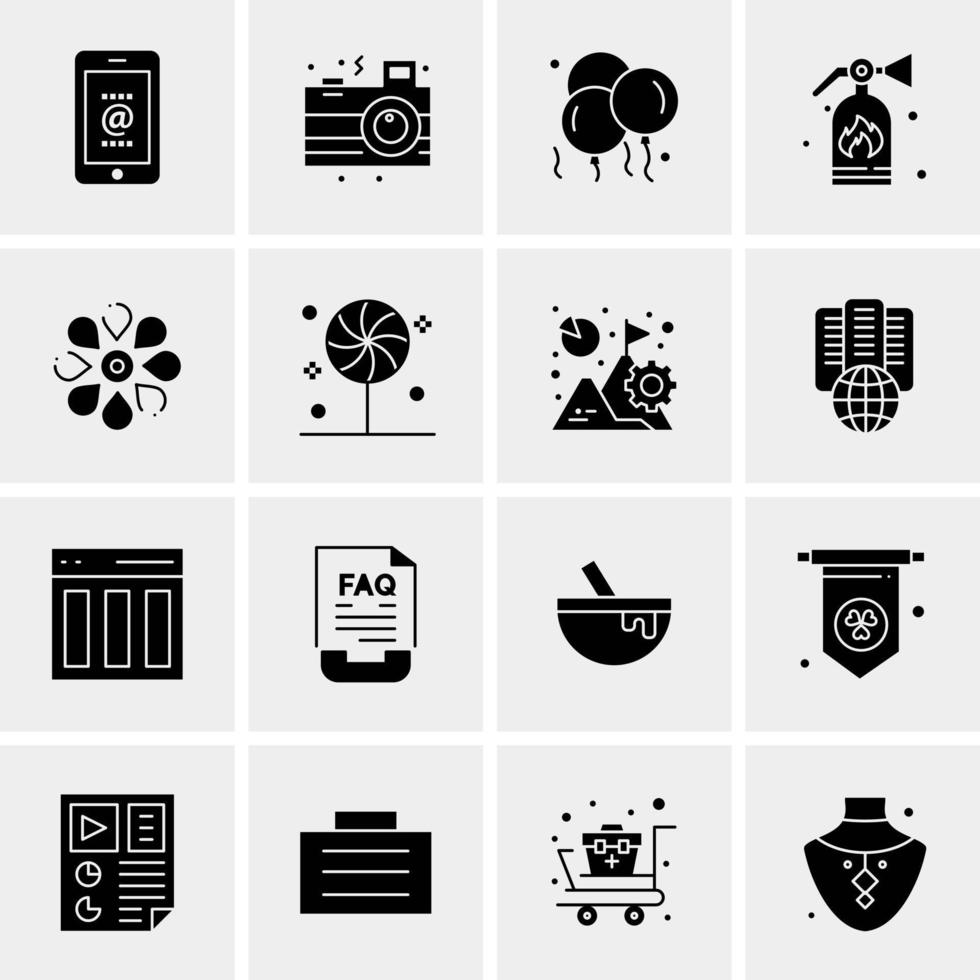 16 iconos de negocios universales vector ilustración de icono creativo para usar en proyectos relacionados con la web y dispositivos móviles