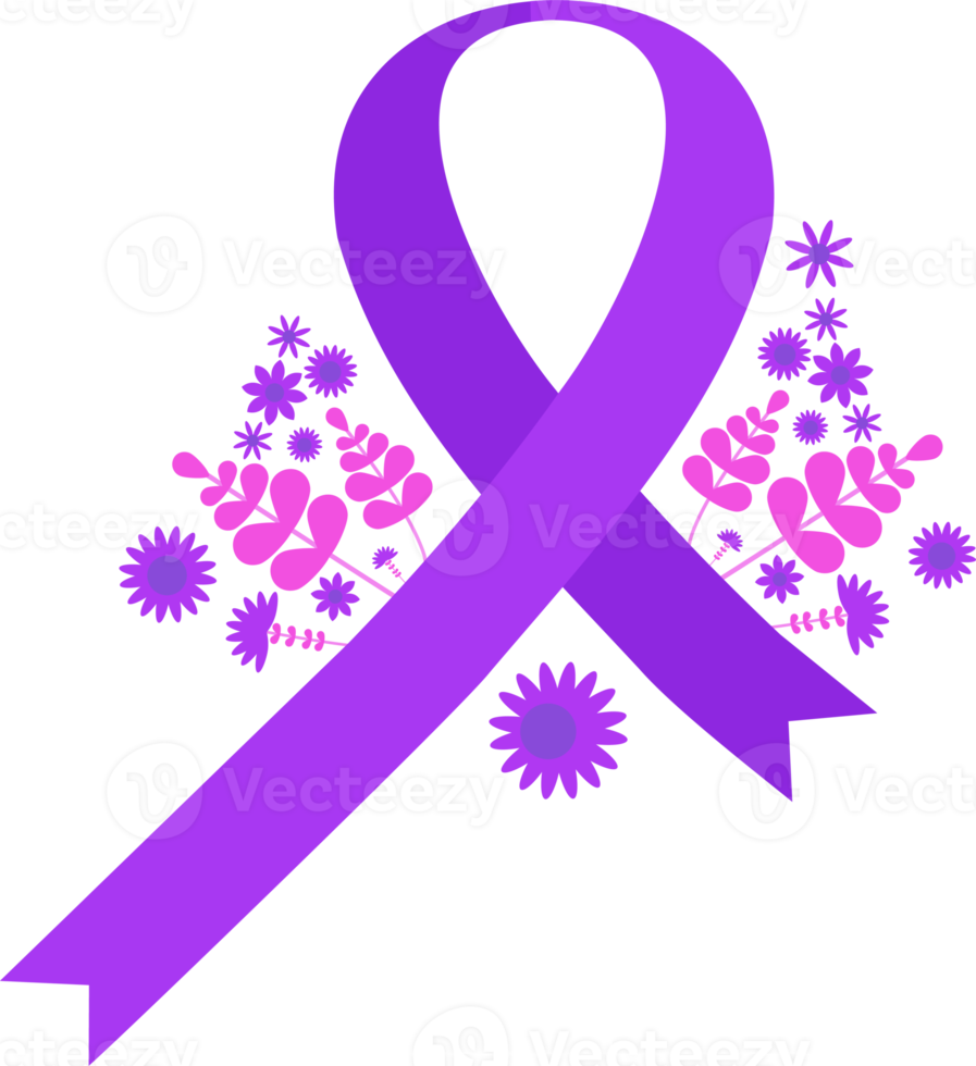 cancer purple ribbon design element png