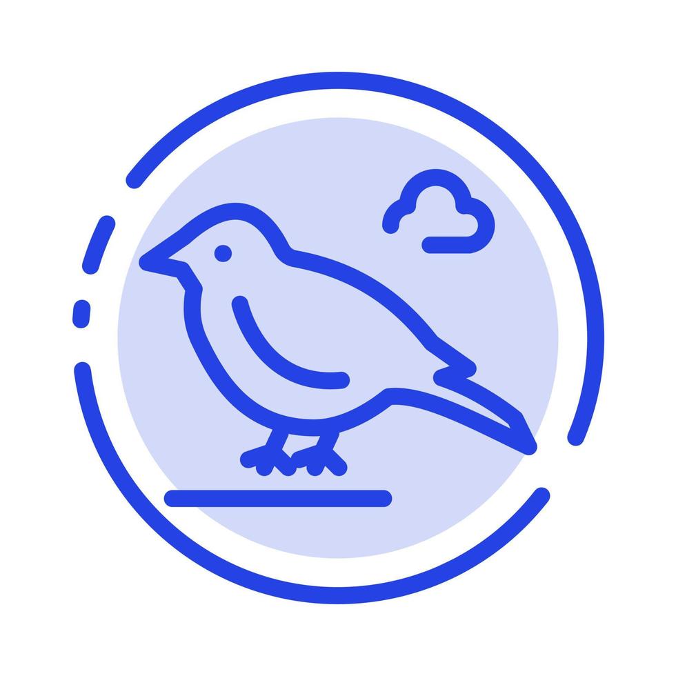 Bird British Small Sparrow Blue Dotted Line Line Icon vector