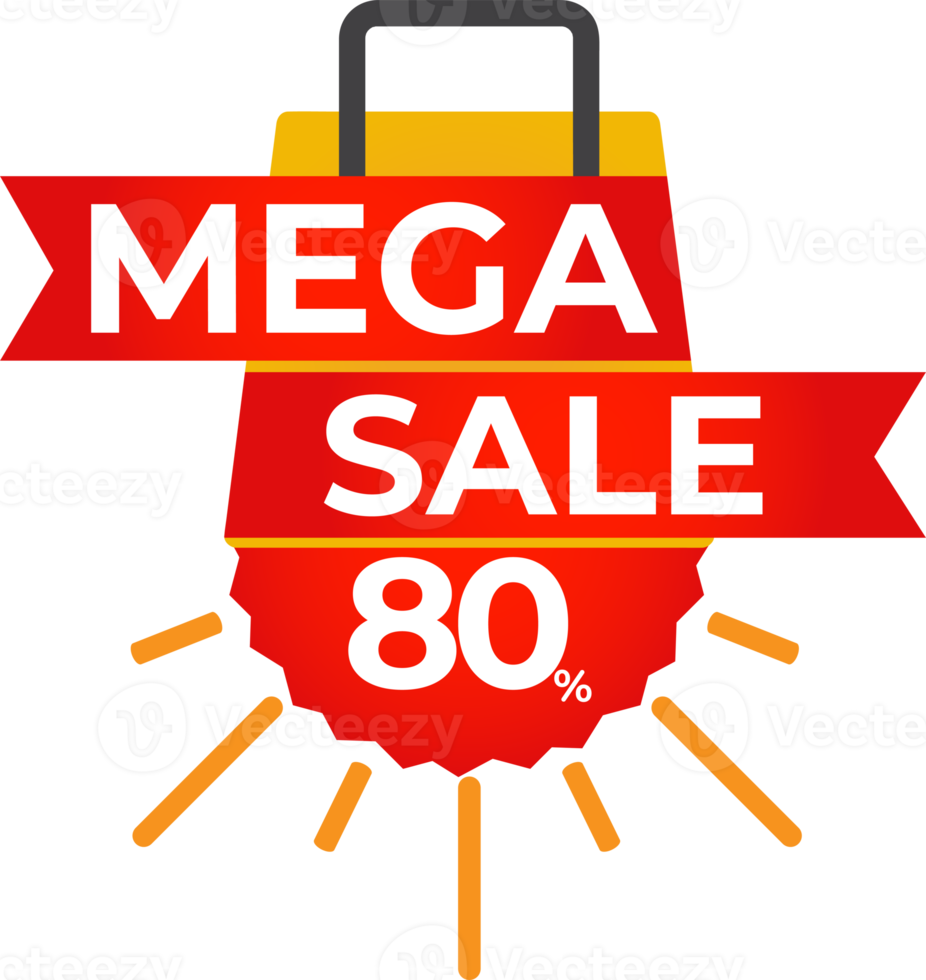 Mega Sale Red Ribbon Banner png