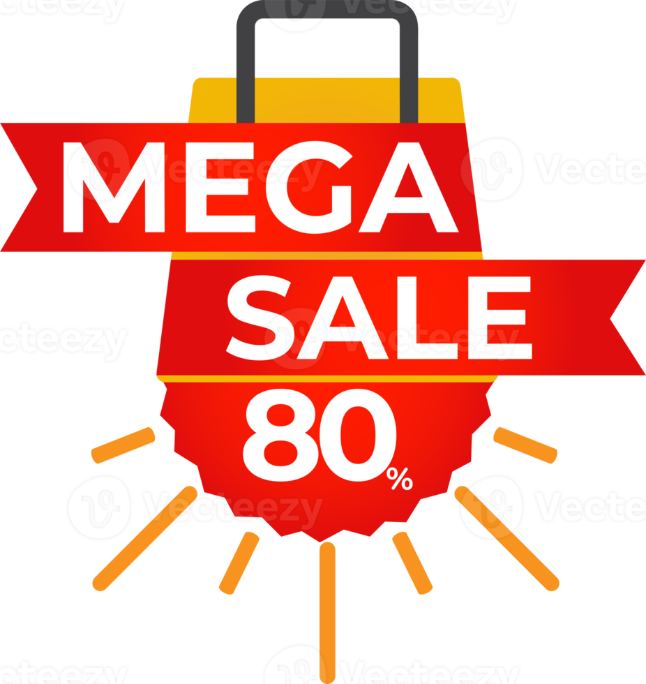 mega sale red ribbon banner png