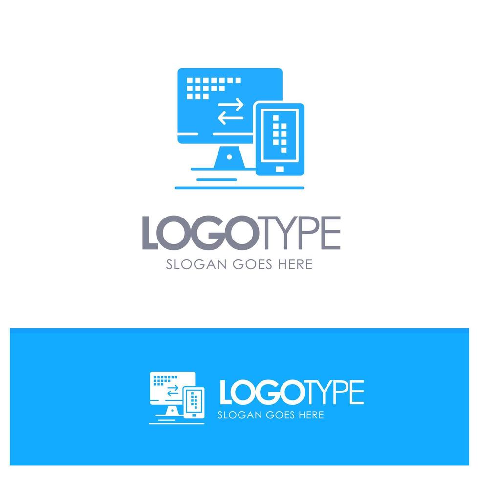 Computer Monitor Mobile Cell Blue Logo vector