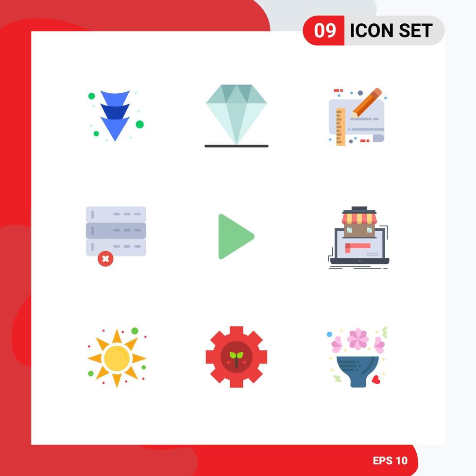 Set of 9 Vector Flat Colors on Grid for video media draft control data Editable Vector Design Elements