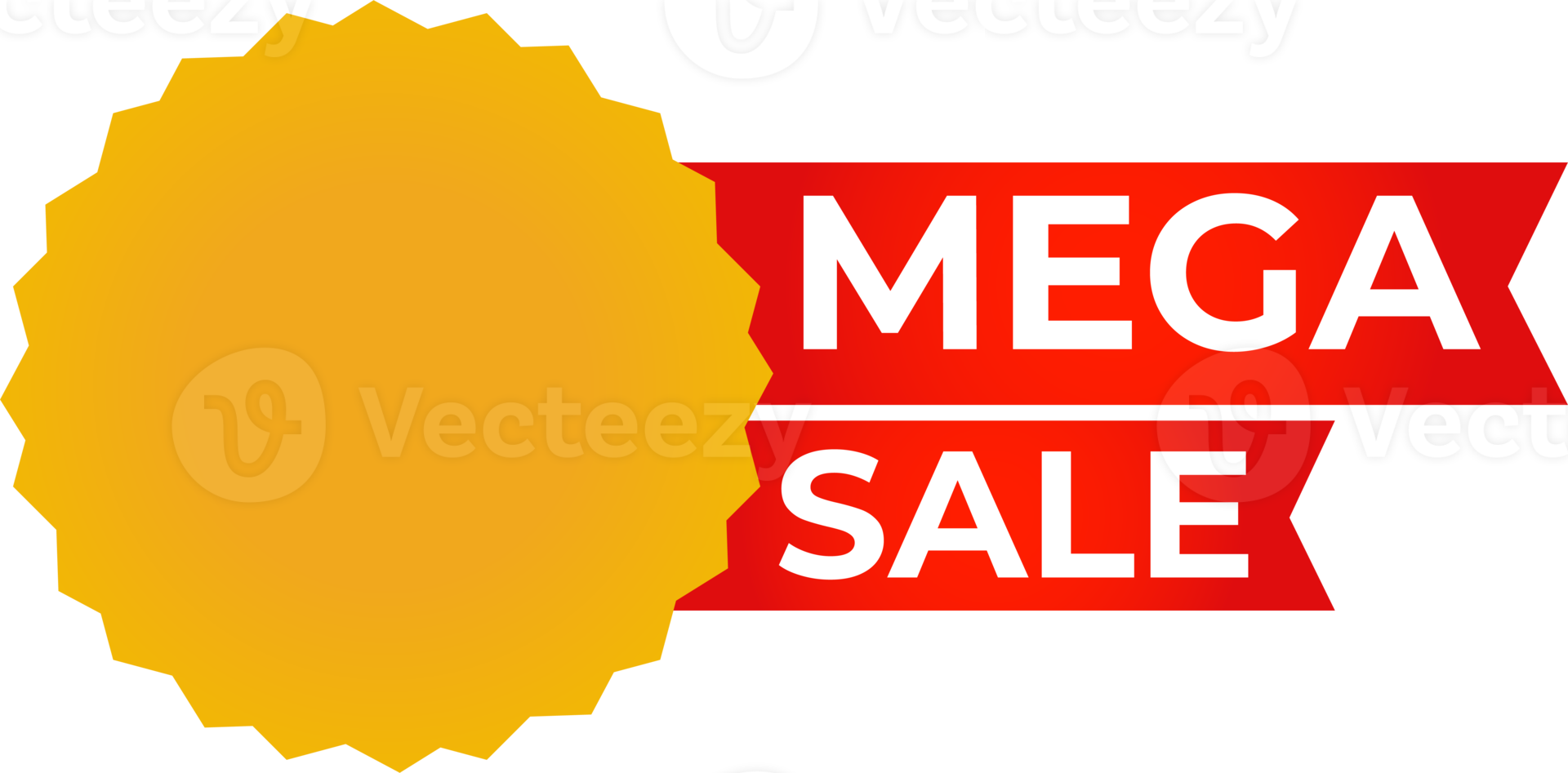 mega sale red ribbon banner png