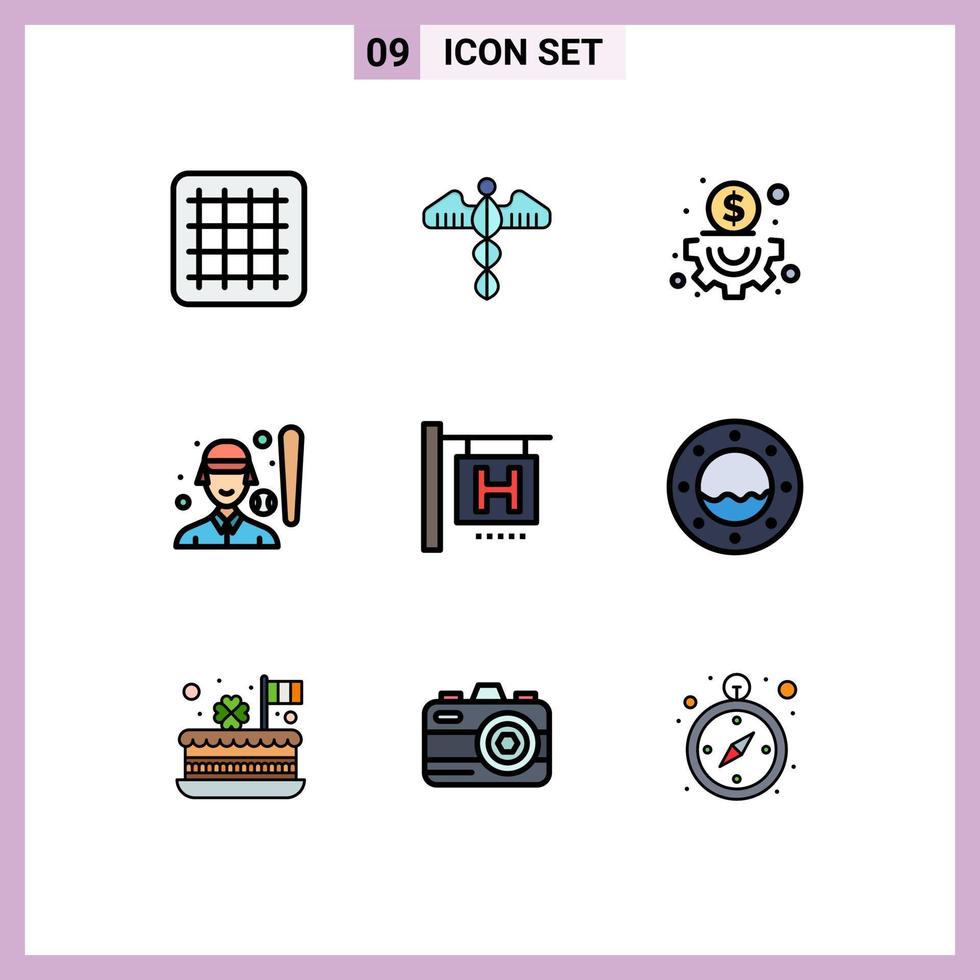 Set of 9 Modern UI Icons Symbols Signs for vacation hotel sign content sports women female Editable Vector Design Elements