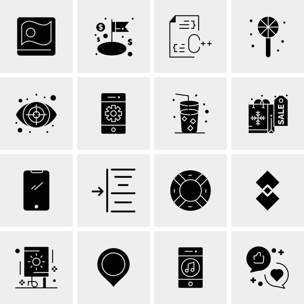 16 iconos universales de negocios vector ilustración de icono creativo para usar en proyectos relacionados con la web y dispositivos móviles