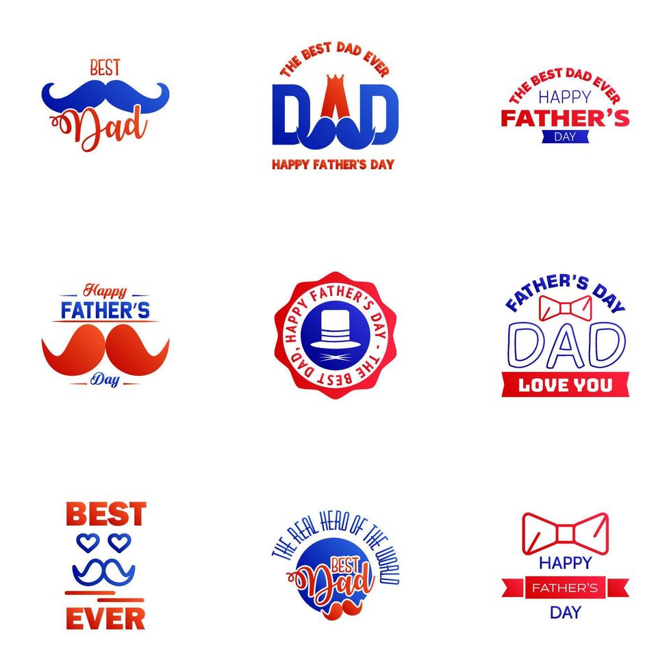 Happy Fathers Day Appreciation Vector Text Banner 9 Blue and red Background for Posters Flyers Marketing Greeting Cards Editable Vector Design Elements