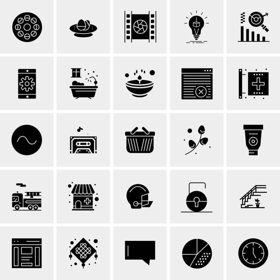 25 iconos de negocios universales vector ilustración de icono creativo para usar en proyectos relacionados con la web y dispositivos móviles