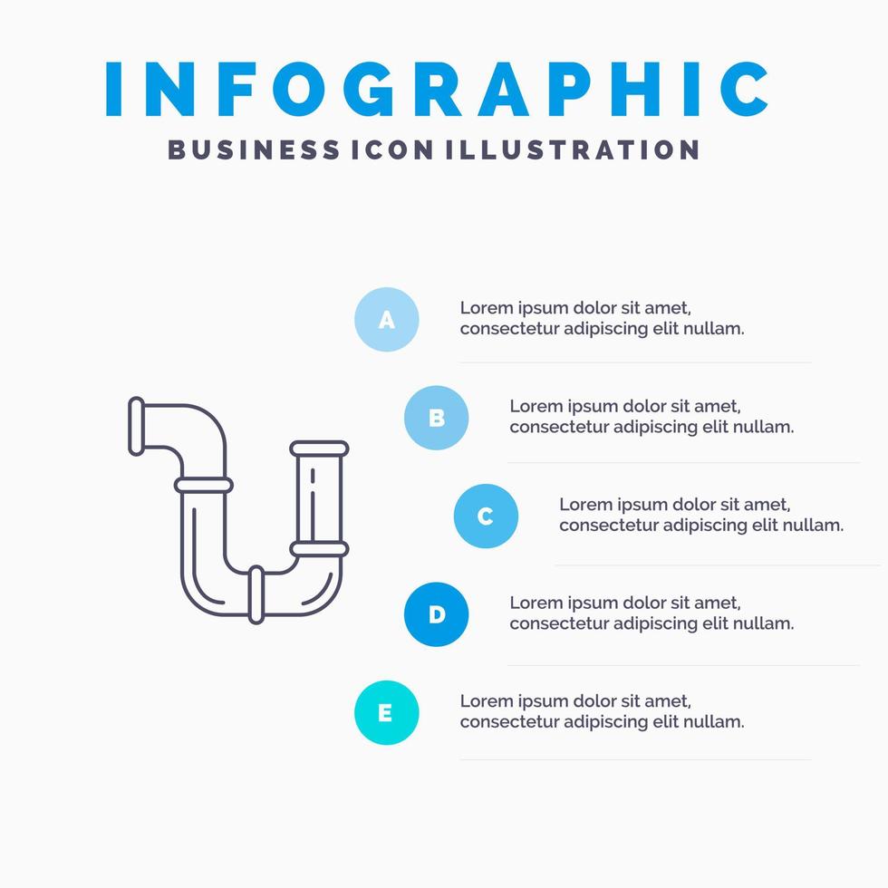 Pipe Plumber Repair Tools Water Line icon with 5 steps presentation infographics Background vector