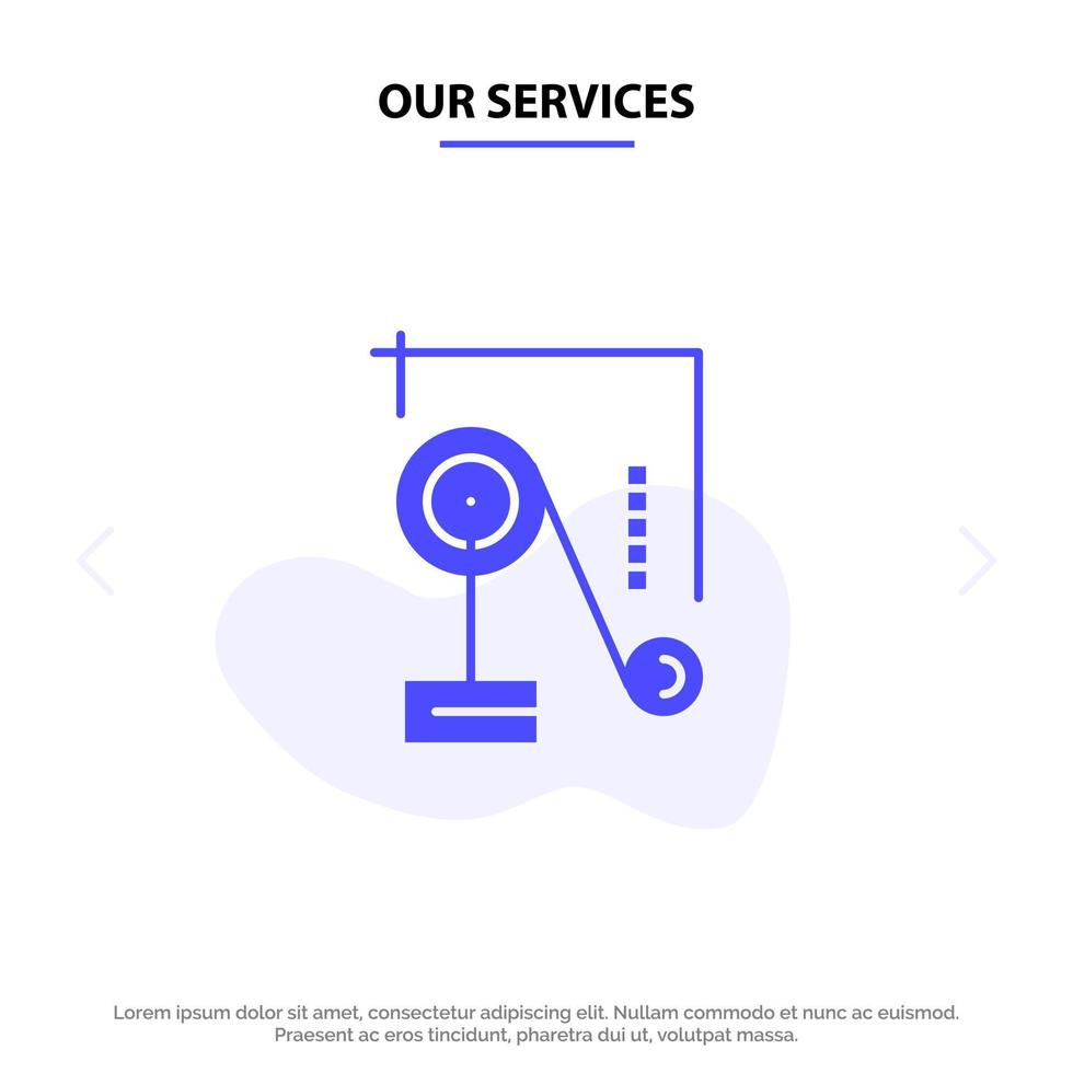 Our Services Experiment Physics Education Experiment Physics Solid Glyph Icon Web card Template vector